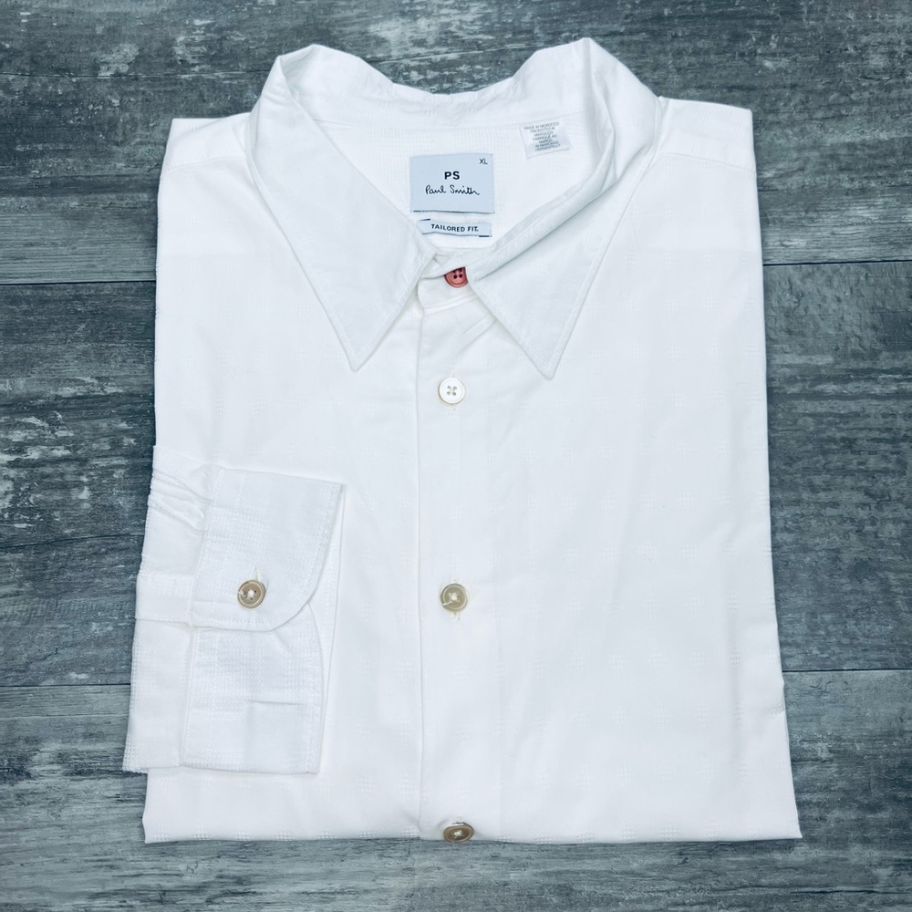 Paul Smith Solid White On White Pattern Shirt Xl - image 1